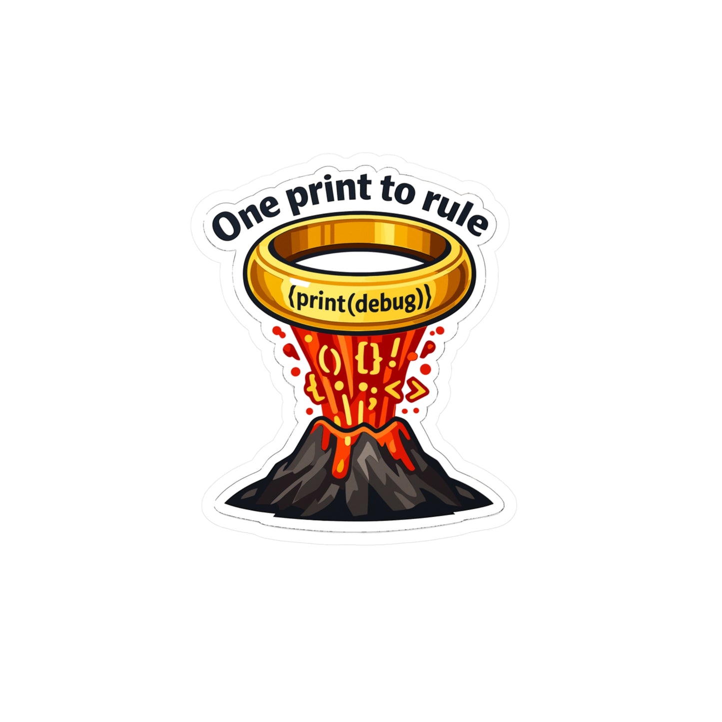 Coding Sticker "One Print to Rule" – Funny Programmer Source Code Semicolon decals, Waterproof Vinyl for Laptop or Water Bottle