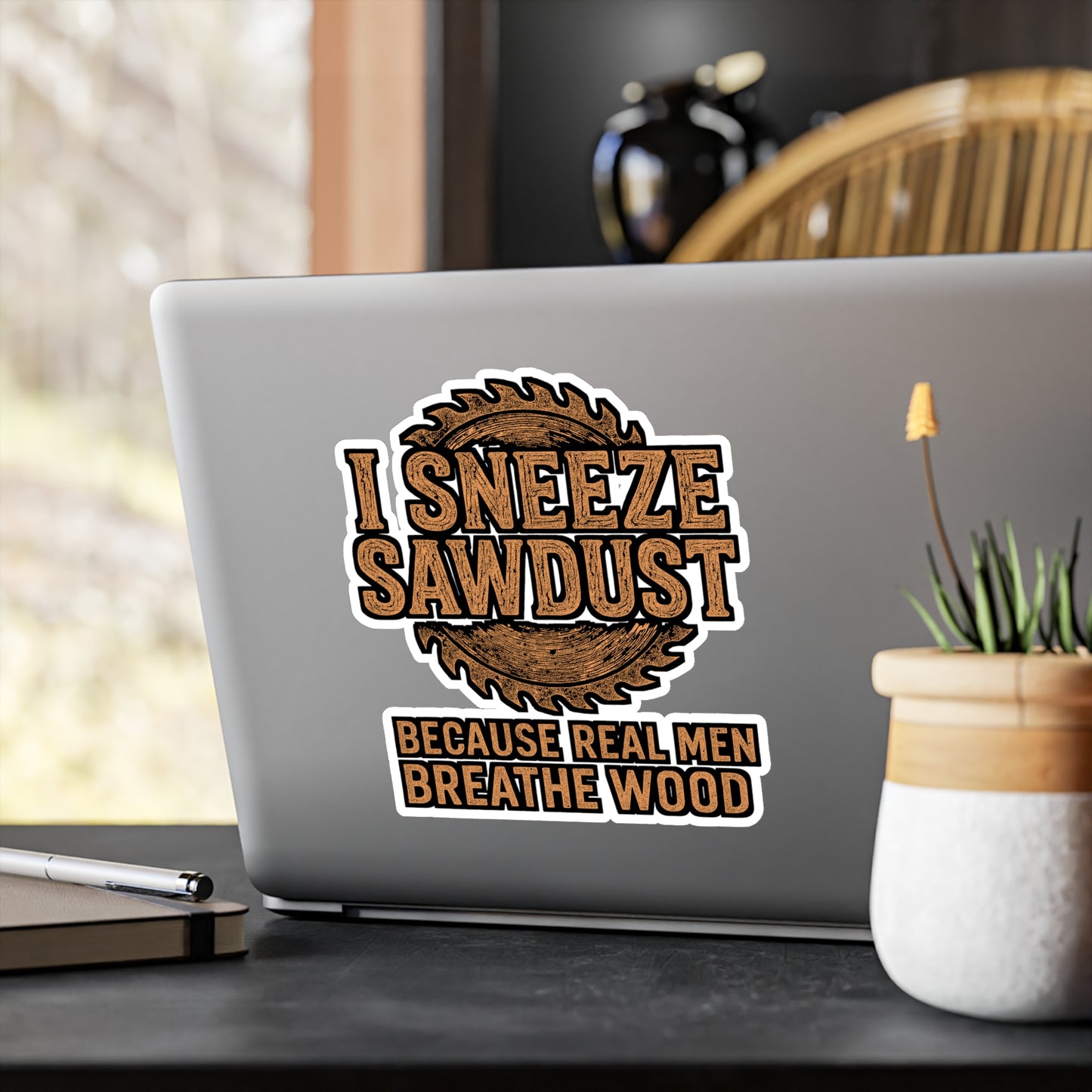 I Sneeze Sawdust – Carpenter Sticker for Laptop or Water Bottle | Vinyl Hammer Decal, Woodworking Gift