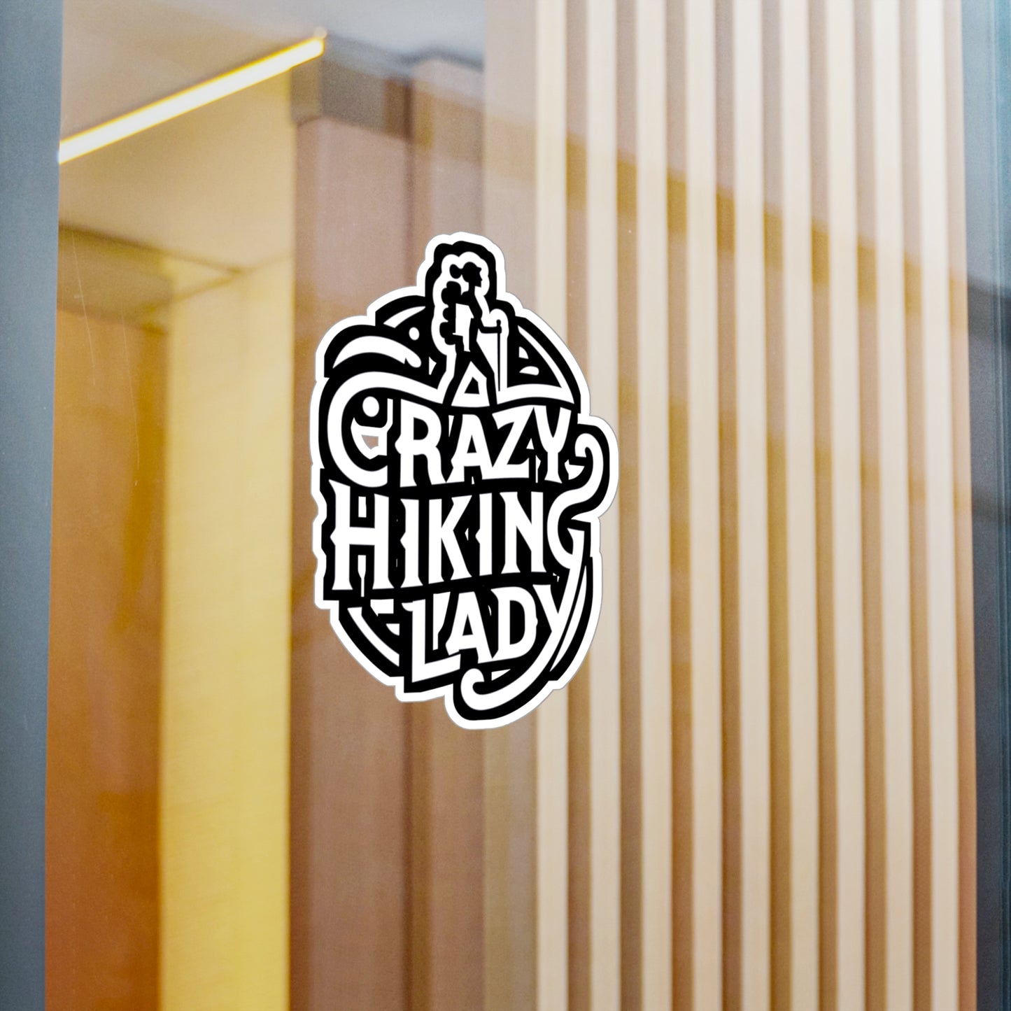 Crazy Hiking Lady  - Hiking Sticker for Car Window Laptop Sticker. Water Bottle Sticker, Vinyl Hiker Decal, Backpacker Sticker - Hiking Gift