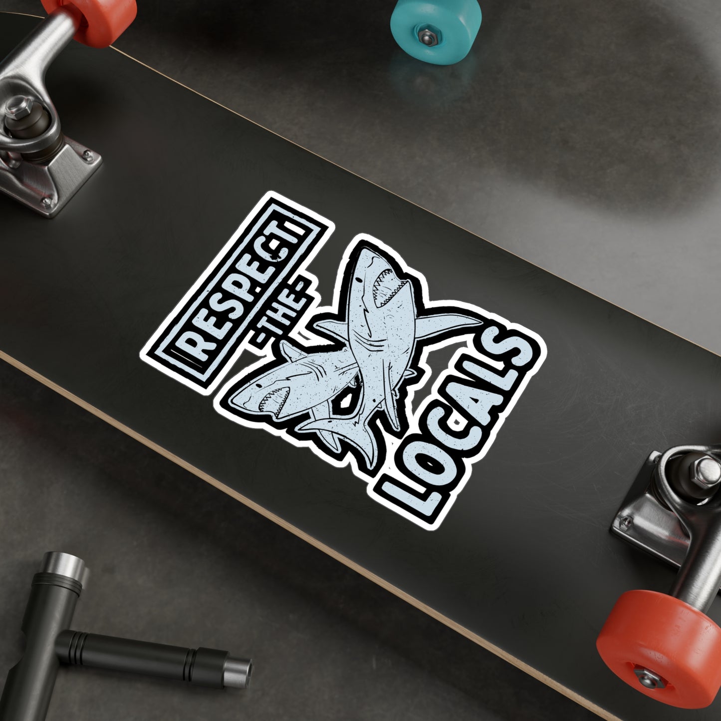 Respect The Locals - Scuba-diving Sticker for Laptop Sticker. Water Bottle Sticker, Vinyl Shark Decal - Scuba-diving Gift