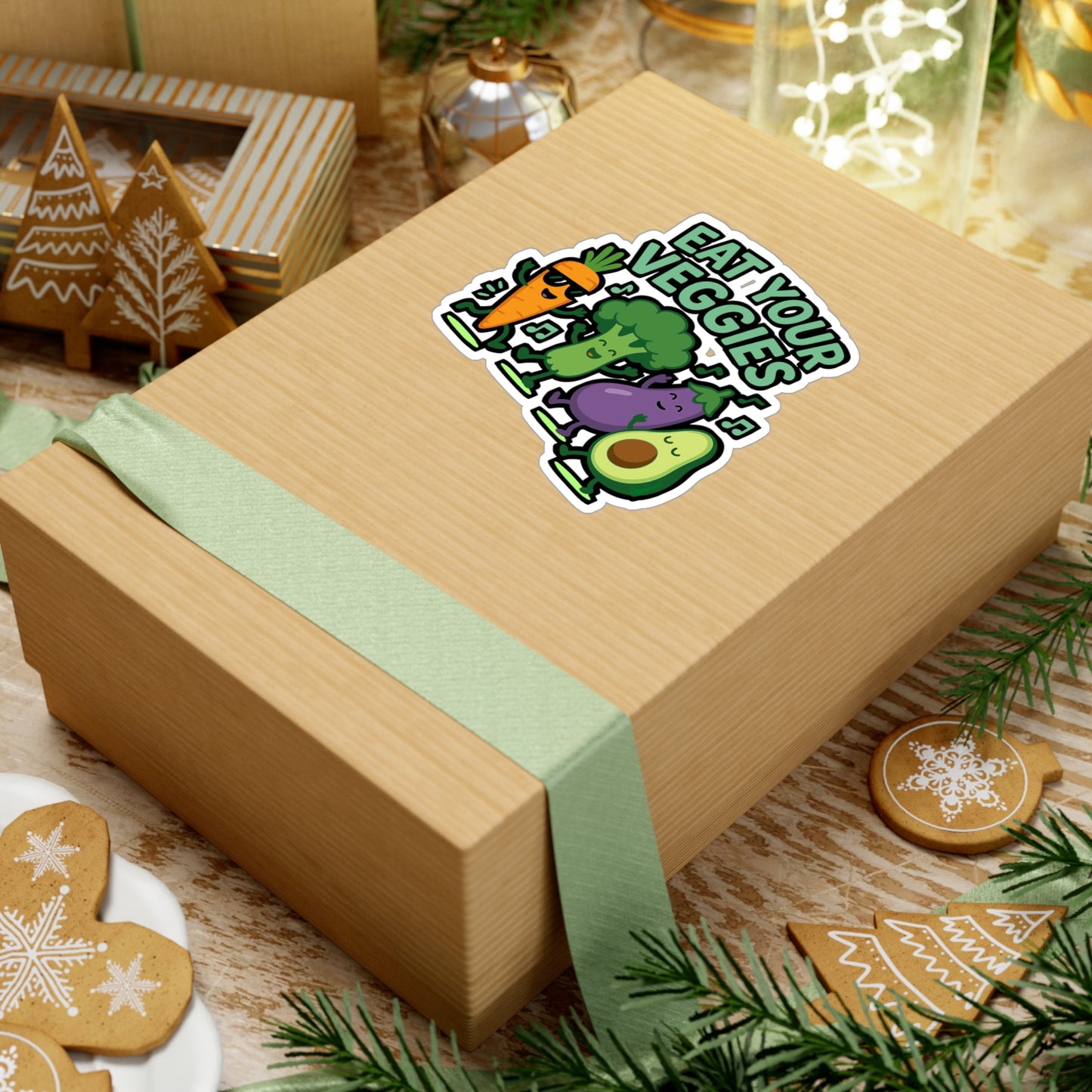 Eat Your Veggies - Vegan Sticker for Laptop, Water Bottle - Funny Gift for Plant Based Diet, Vegans, Friends