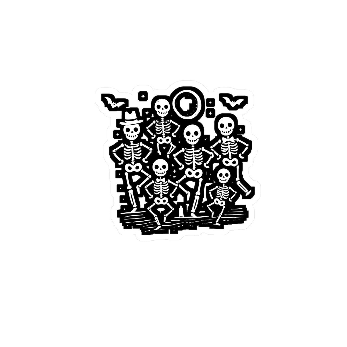 Halloween Dancing Skeletons - Halloween Sticker for Laptop Sticker. Water Bottle Sticker, Vinyl Skeletons Decal - Halloween Gift