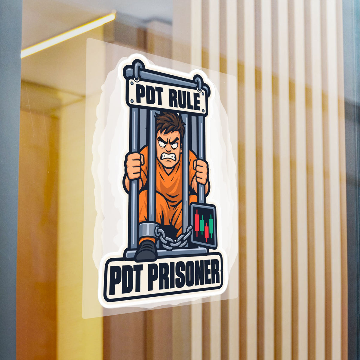Day Trading Sticker - PDT Prisoner Design for the Stock Market and Forex Trader, Laptop and Water Bottle Decals