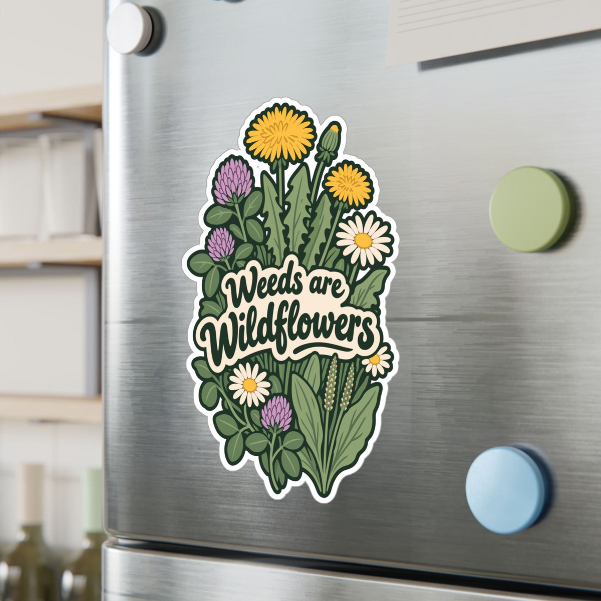 Plants Sticker - Weeds are Wildflowers, Dandelion Decals for Laptop or Water Bottle, Friendship Gift for Nature Lovers