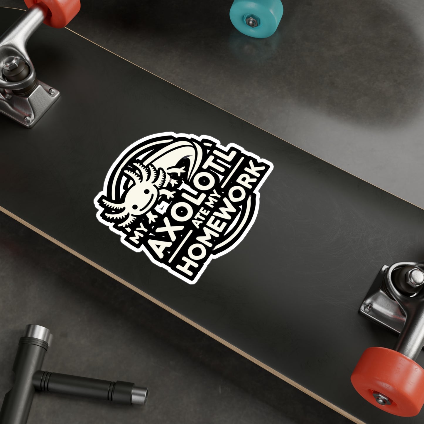 My Axolotl Ate My Homework - Axolotl Sticker for Laptop Sticker. Water Bottle Sticker, Vinyl Salamander Decal - Axolotl Gift