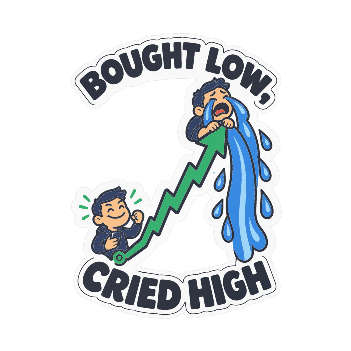 Day Trading Sticker – Bought Low, Cried High – Funny Decals for the Stock Market and Forex Trader, Laptop or Water Bottle