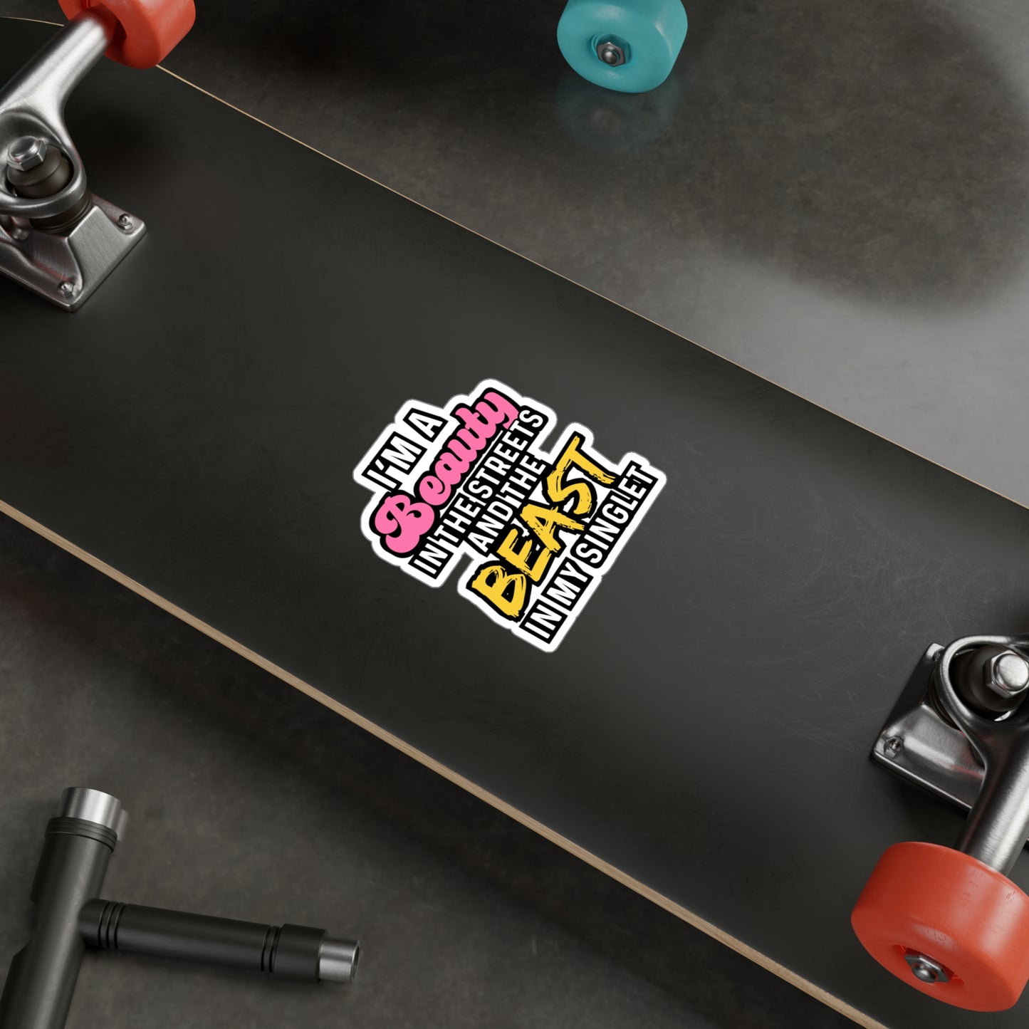 I'm A Beauty In The Streets And The Beast In My Singlet - Wrestle Sticker for Wall, Laptop, Window, Truck, Car Wrestle Gift Vinyl Wrestling Decal Sticker