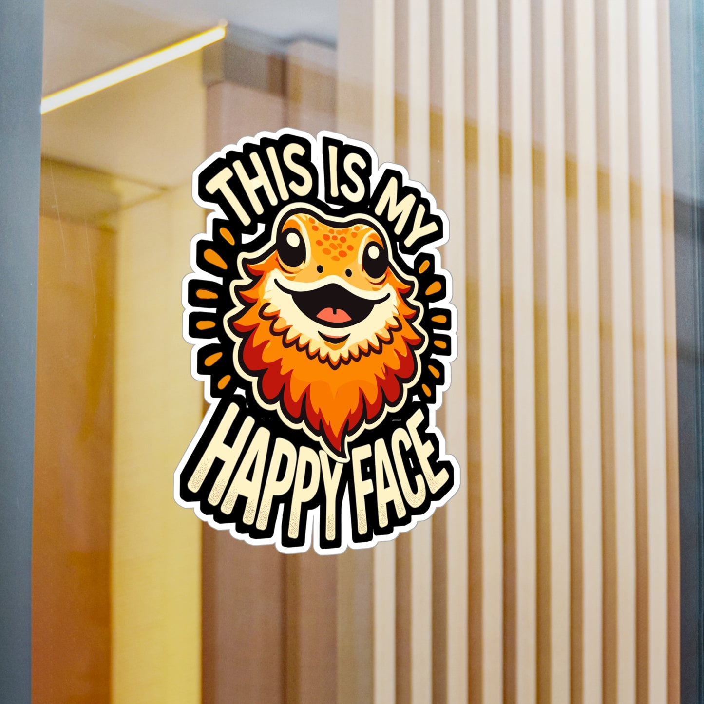 This Is My Happy Face - Lizards Sticker for Laptop Sticker. Water Bottle Sticker, Vinyl Beardies Decal - Lizards Gift