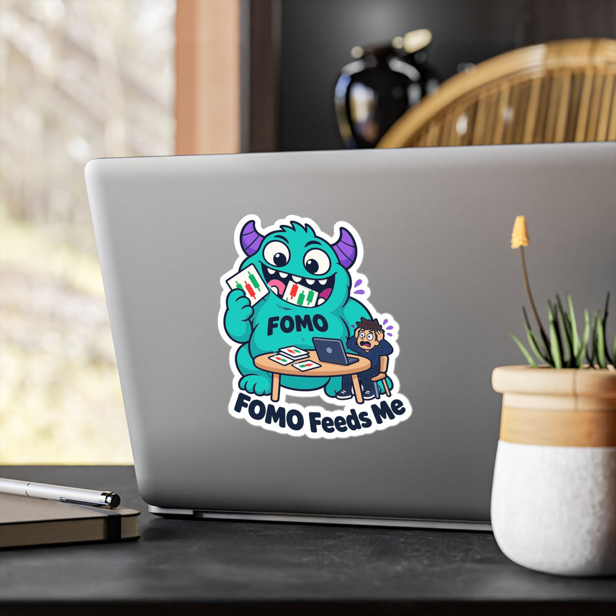 Day Trading Sticker - FOMO Feeds Me Trader Decals for Stock Market and Forex Fans, Laptop or Water Bottle