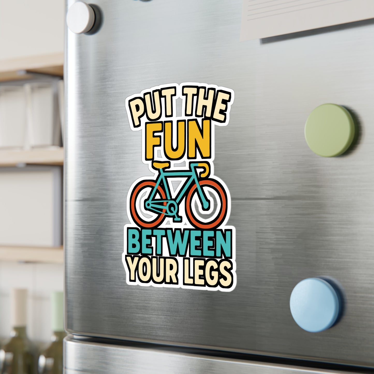 Put The Fun Between Your Legs – Funny Cycling Sticker for Laptop or Water Bottle | Bicycle Chain Decal, Cyclist Gift