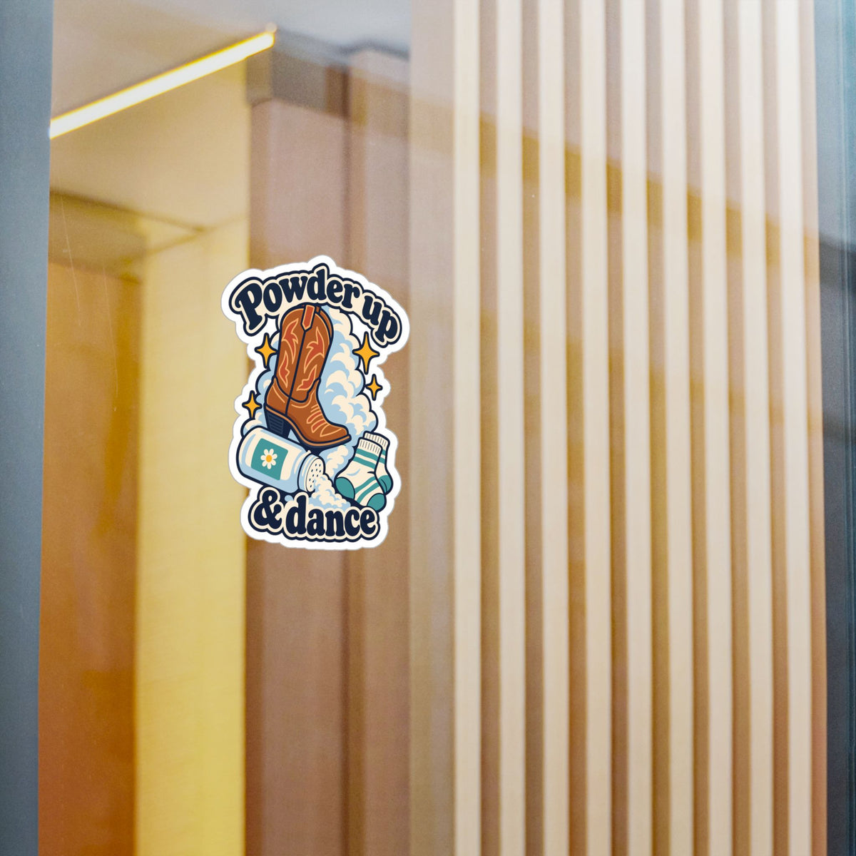 Line Dance Sticker - Powder Up & Dance, Western Dancer Design Inspired by Country Life, Decals for Laptop or Water Bottle