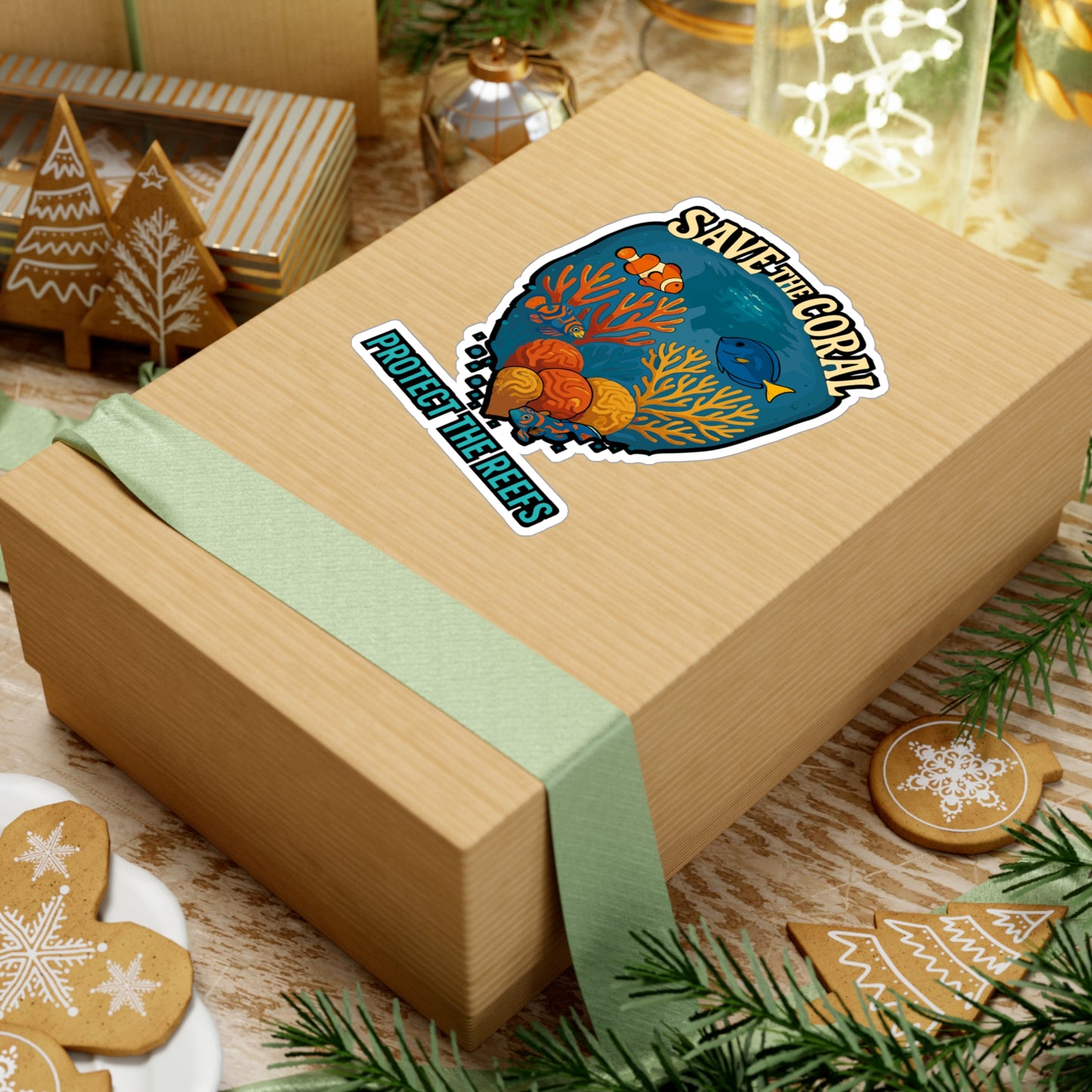 Save The Coral Protect The Reefs – Ocean Conservation Sticker for Laptop or Water Bottle | Vinyl Reef Decal, Marine Life Gift