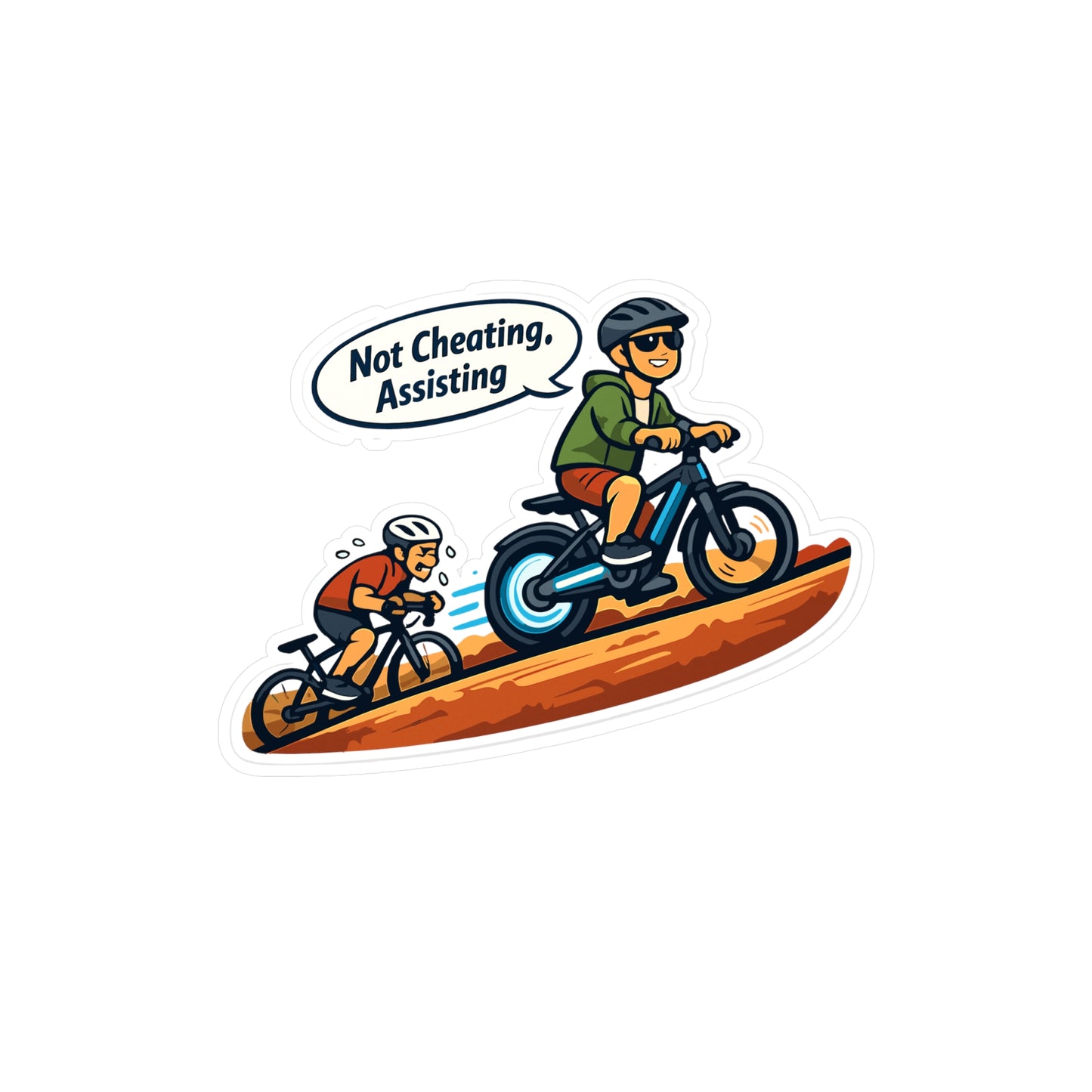 E-Bike Sticker Not Cheating, Assisting funny electric bike decals waterproof vinyl for Laptop Water Bottle ecycling e cyclist