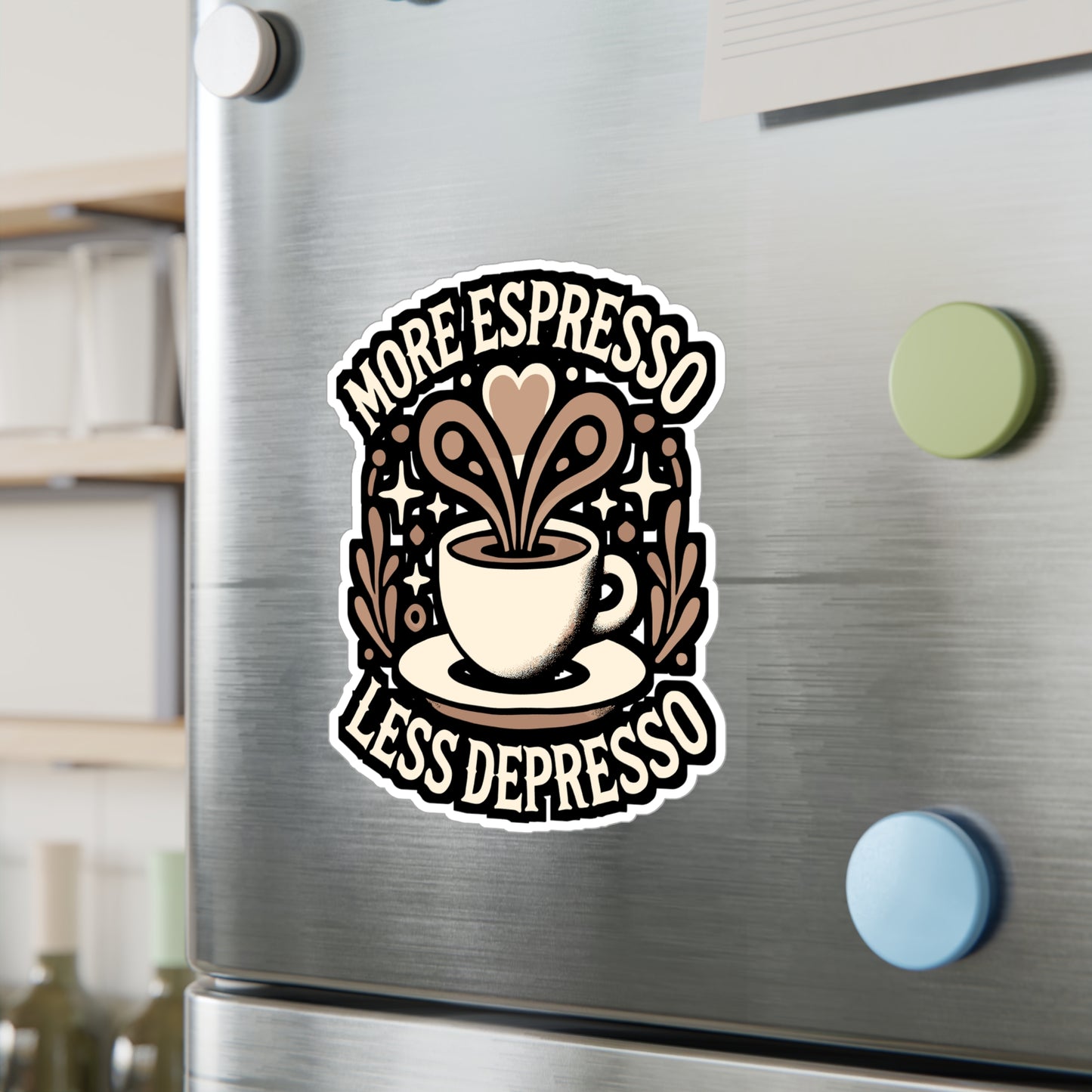 More Espresso Less Depresso - Espresso Sticker for Laptop Sticker. Water Bottle Sticker, Vinyl Coffee Decal - Espresso Gift