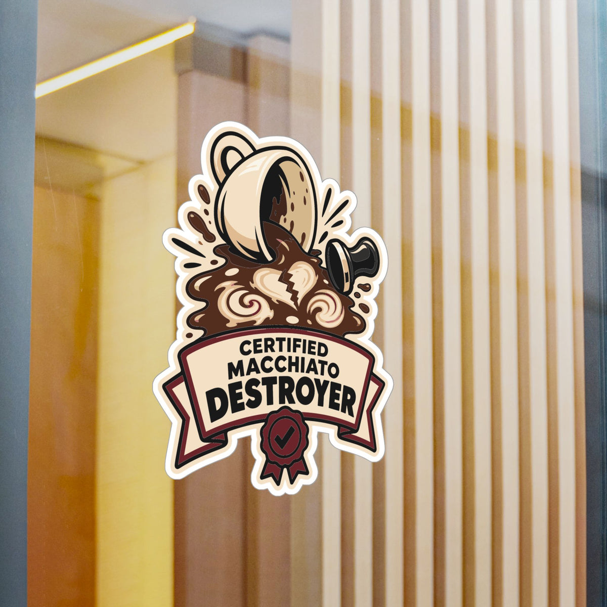 Espresso Sticker - Certified Macchiato Destroyer Decals for Your Coffee Grinder or Digital Scale