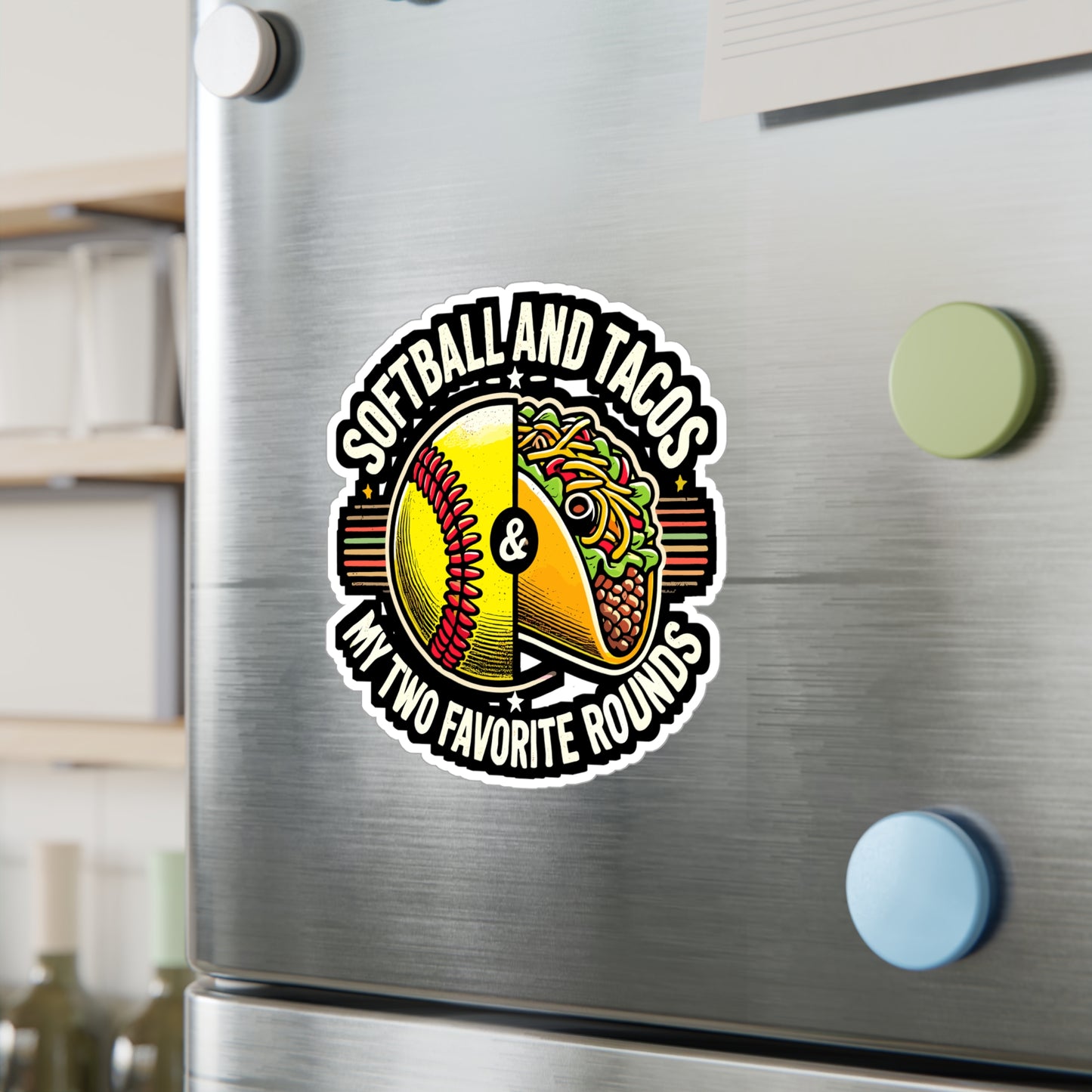 Softball and Tacos My Two Favorite Rounds - Softball Sticker for Laptop Sticker. Water Bottle Sticker, Vinyl Taco Decal - Softball Gift