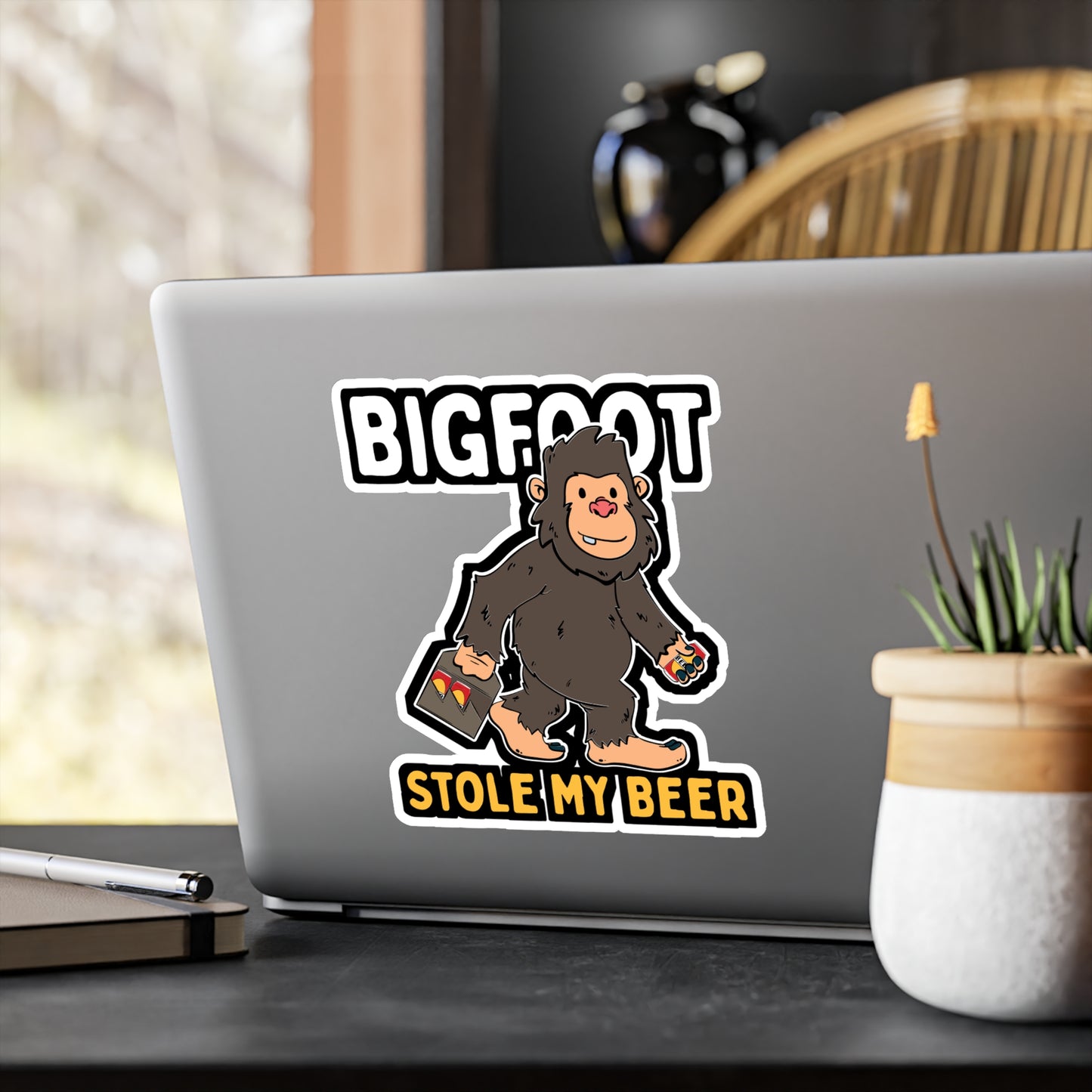 Bigfoot Stole My Beer - Beer Sticker for Car Window Laptop Sticker. Water Bottle Sticker, Vinyl Drinking Decal, Liquor Sticker - Beer Gift