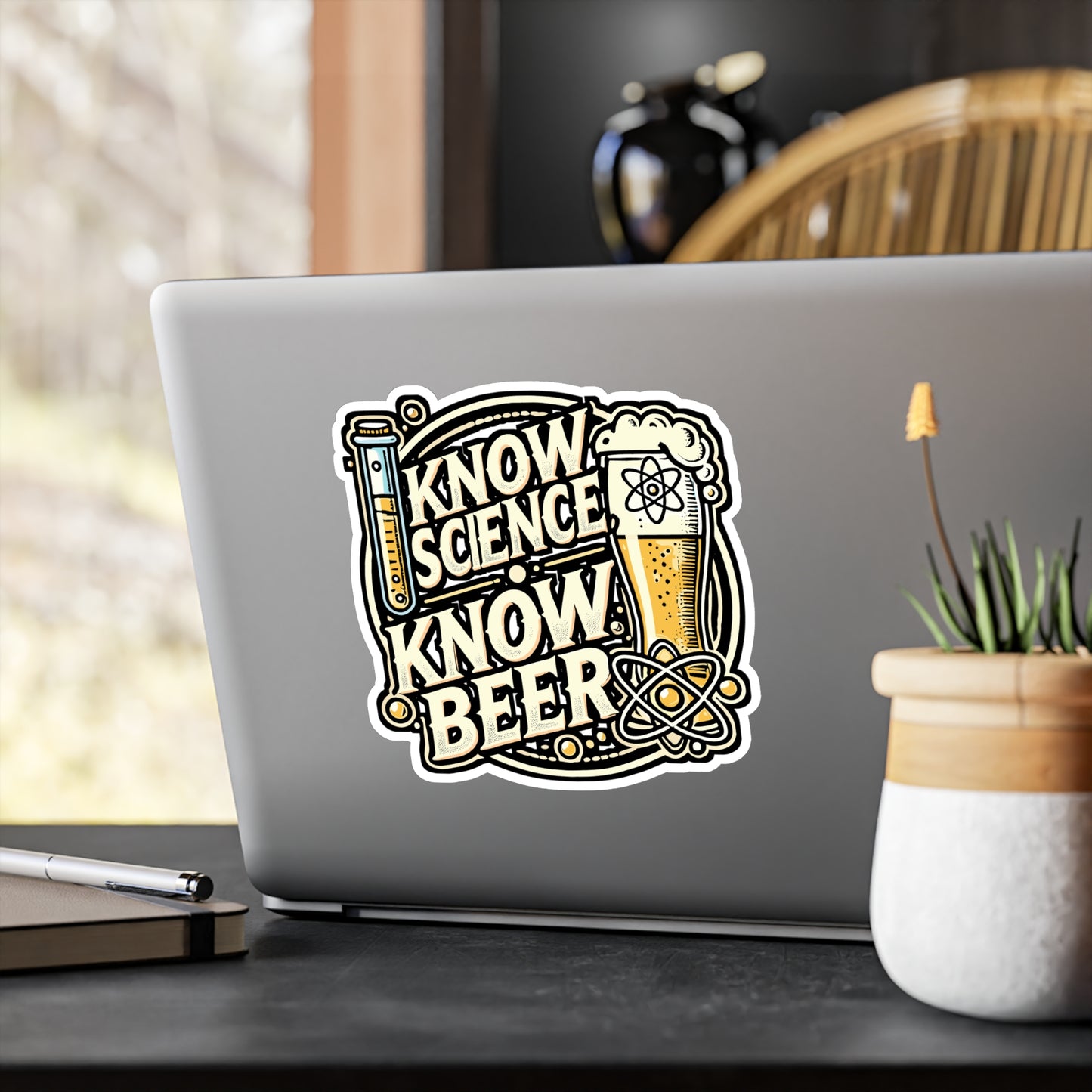 Know Science Know Beer – Vinyl Beer Sticker for Car, Laptop & Water Bottle | Funny Science Decal, Drinking Gift for Beer Lovers