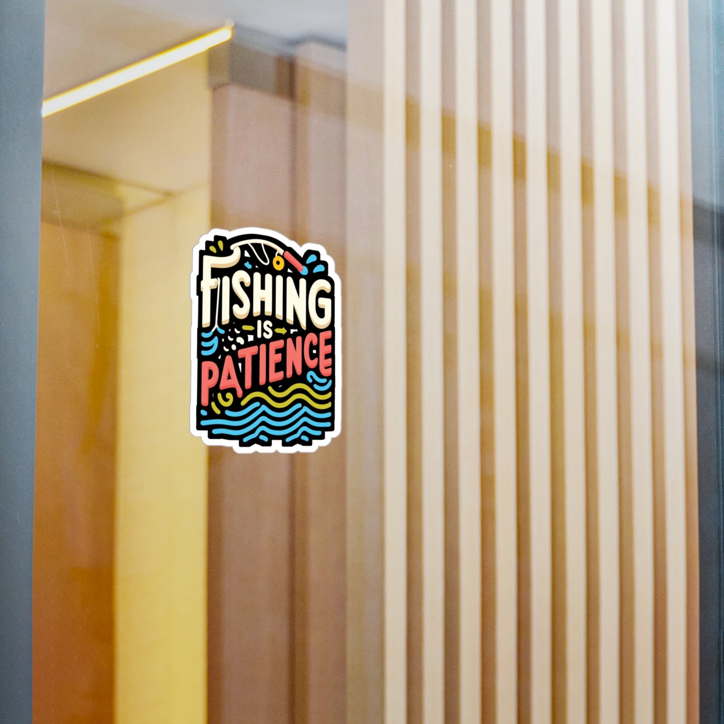 Fishing is patience - Fishing Sticker for Car Window Laptop Sticker. Water Bottle Sticker, Vinyl Angling Decal, Lake Sticker - Fishing Gift