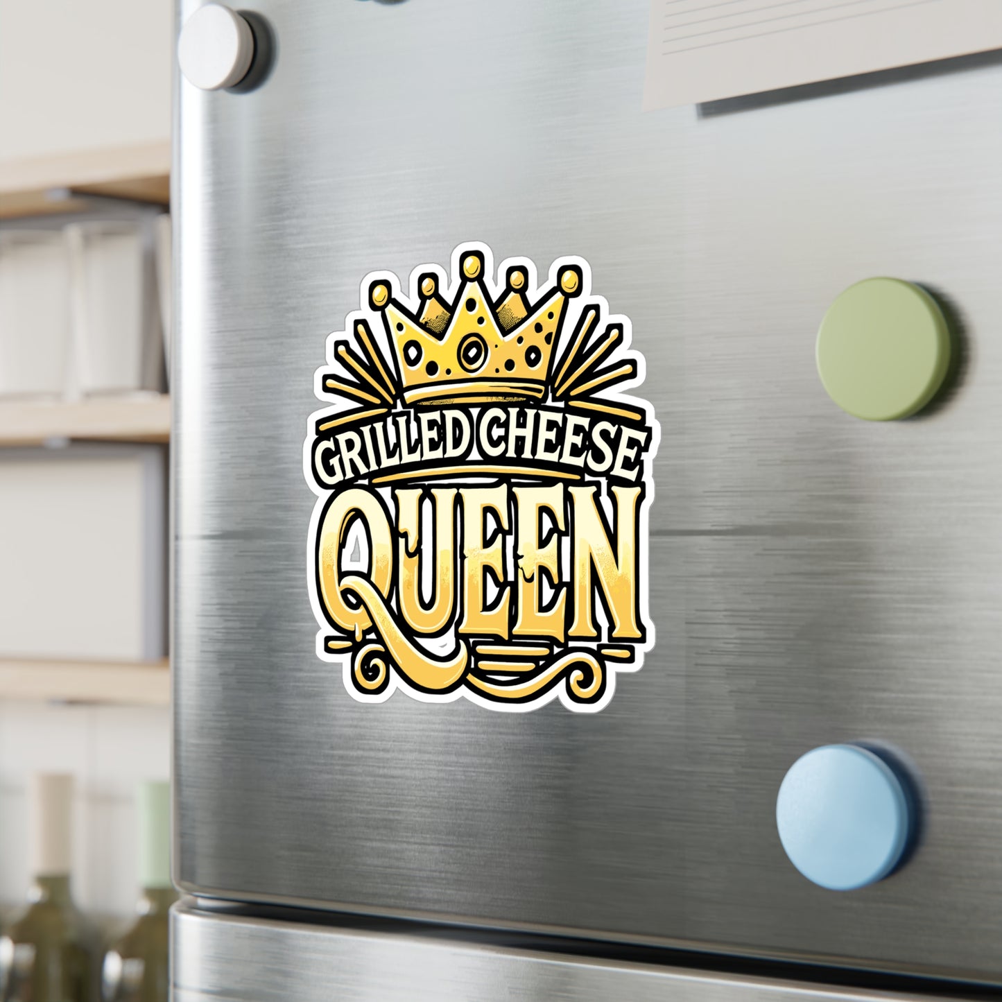 Grilled Cheese Queen – Funny Cheese Sticker for Laptop, Car Window or Water Bottle | Vinyl Foodie Decal, Gift for Cheese Lovers