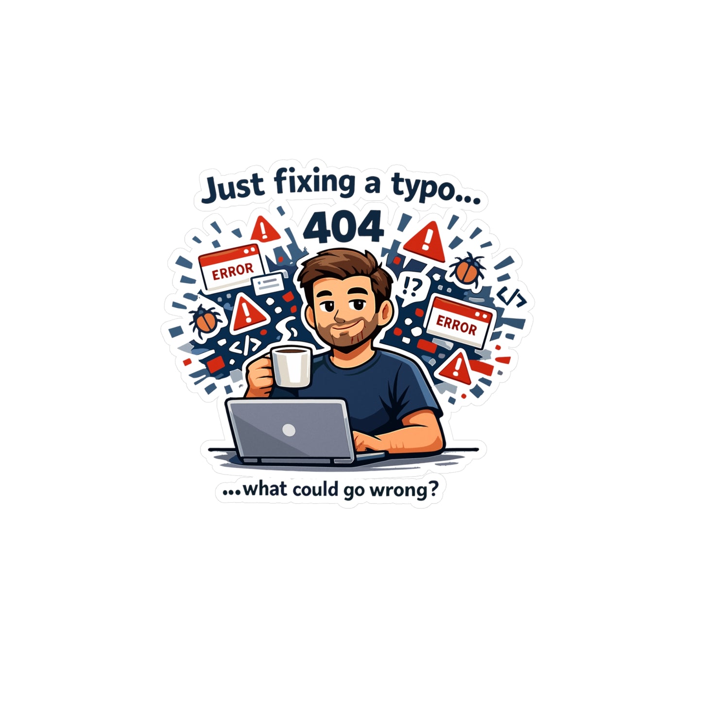 Coding Sticker “Just fixing a typo…” Programmer Decals, Funny Source Code Semicolon Vinyl Waterproof for Laptop, Water Bottle