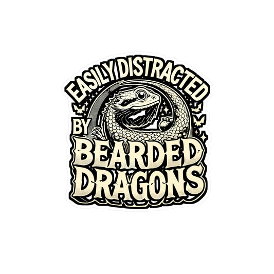 Easily Distracted By Dragons - Lizards Sticker for Laptop Sticker. Water Bottle Sticker, Vinyl Bearded dragon Decal - Lizards Gift