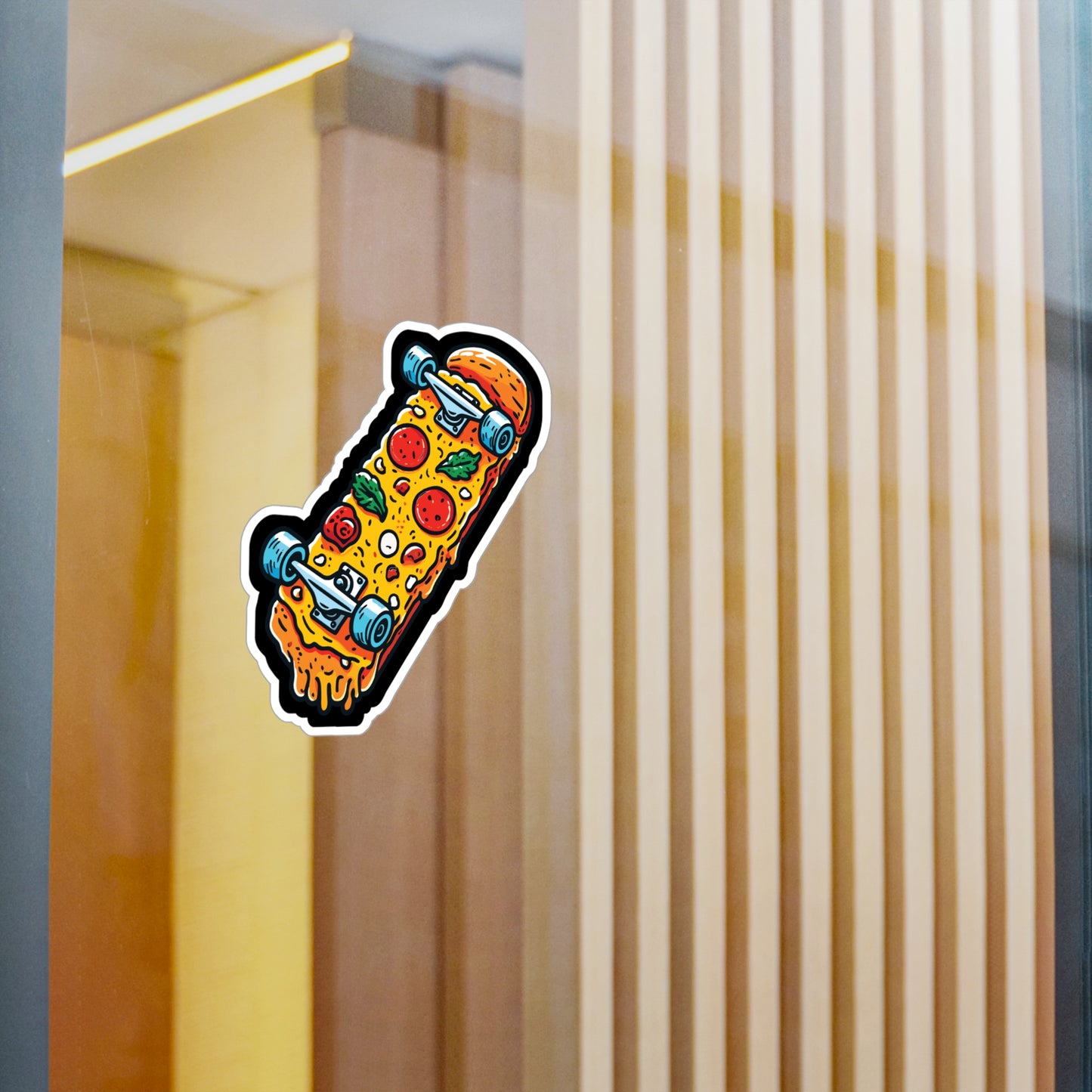 Pizza Skateboard - Skateboarding Sticker for Laptop Sticker. Water Bottle Sticker, Vinyl Skateboarder Decal - Skateboarding Gift