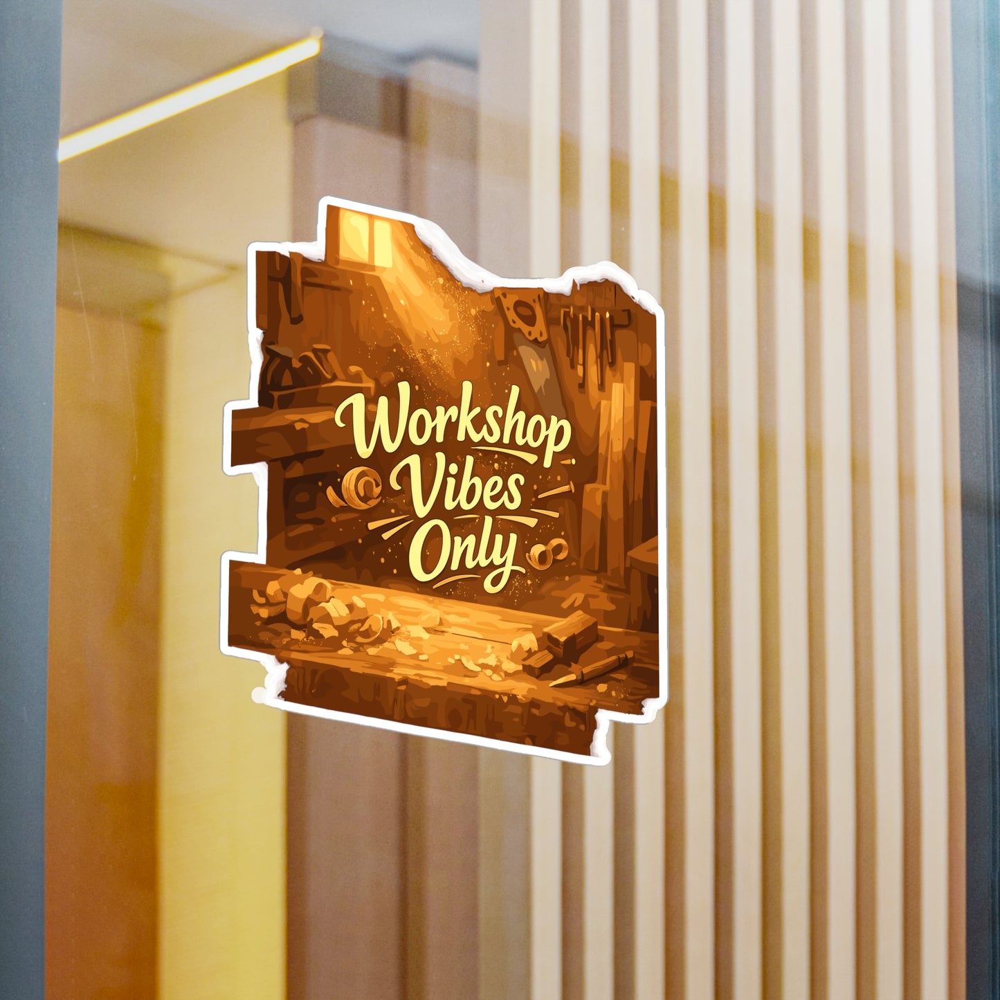 Carpenter Sticker Workshop Vibes Only for Woodworker Woodworking Fans, Waterproof Vinyl Sticker Decals for Laptop Water Bottle