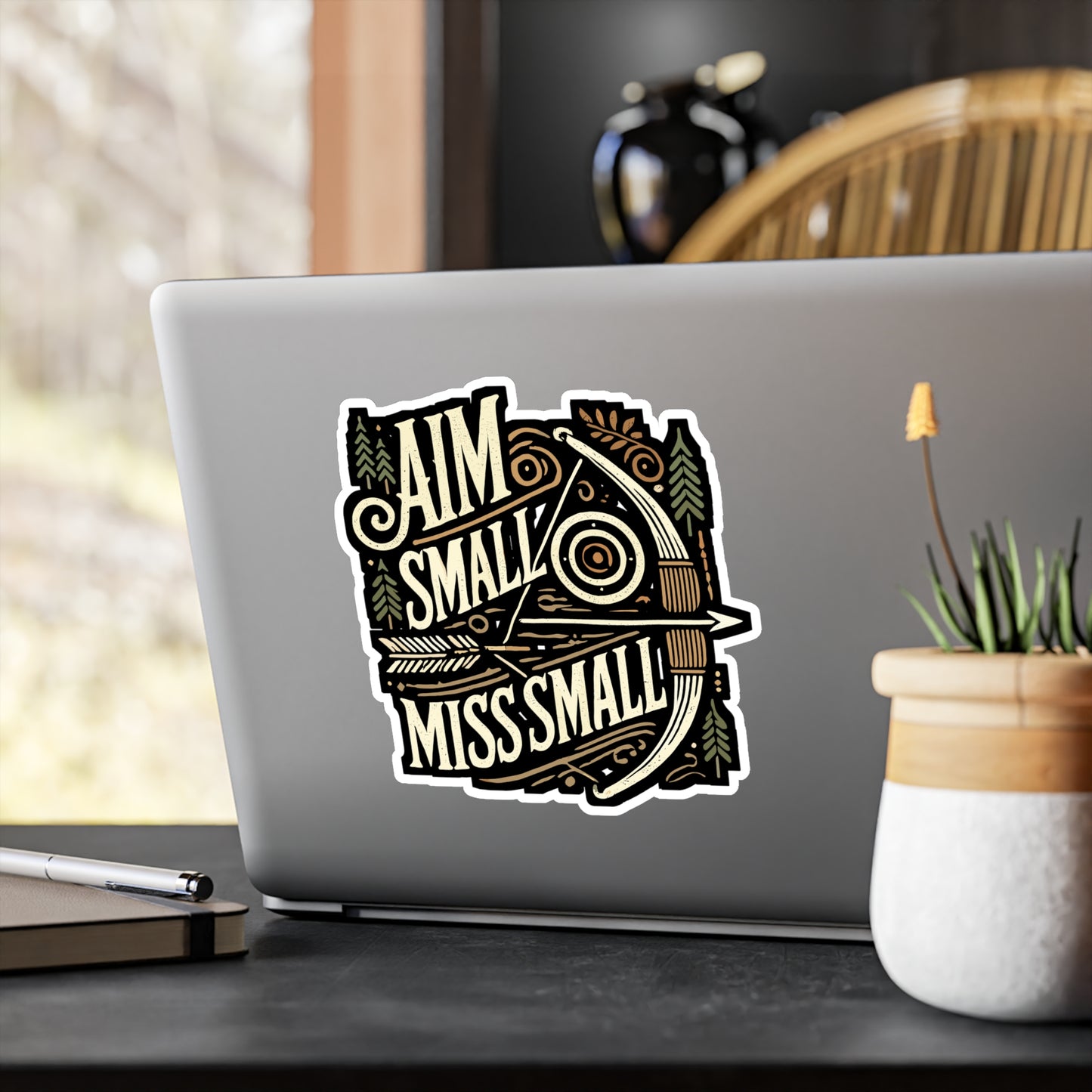 Aim Small Miss Small - Archery Sticker for Car Window Laptop Sticker. Water Bottle Sticker, Vinyl Bow Decal, Arrow Sticker - Archery Gift