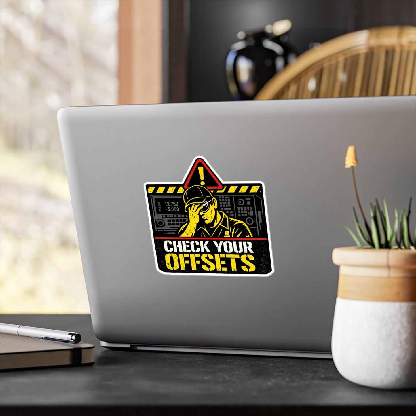 Machinist Sticker "Check Your Offsets" CNC Machining Decals, Waterproof Vinyl for Laptop, Water Bottle, Numerically Controlled Design