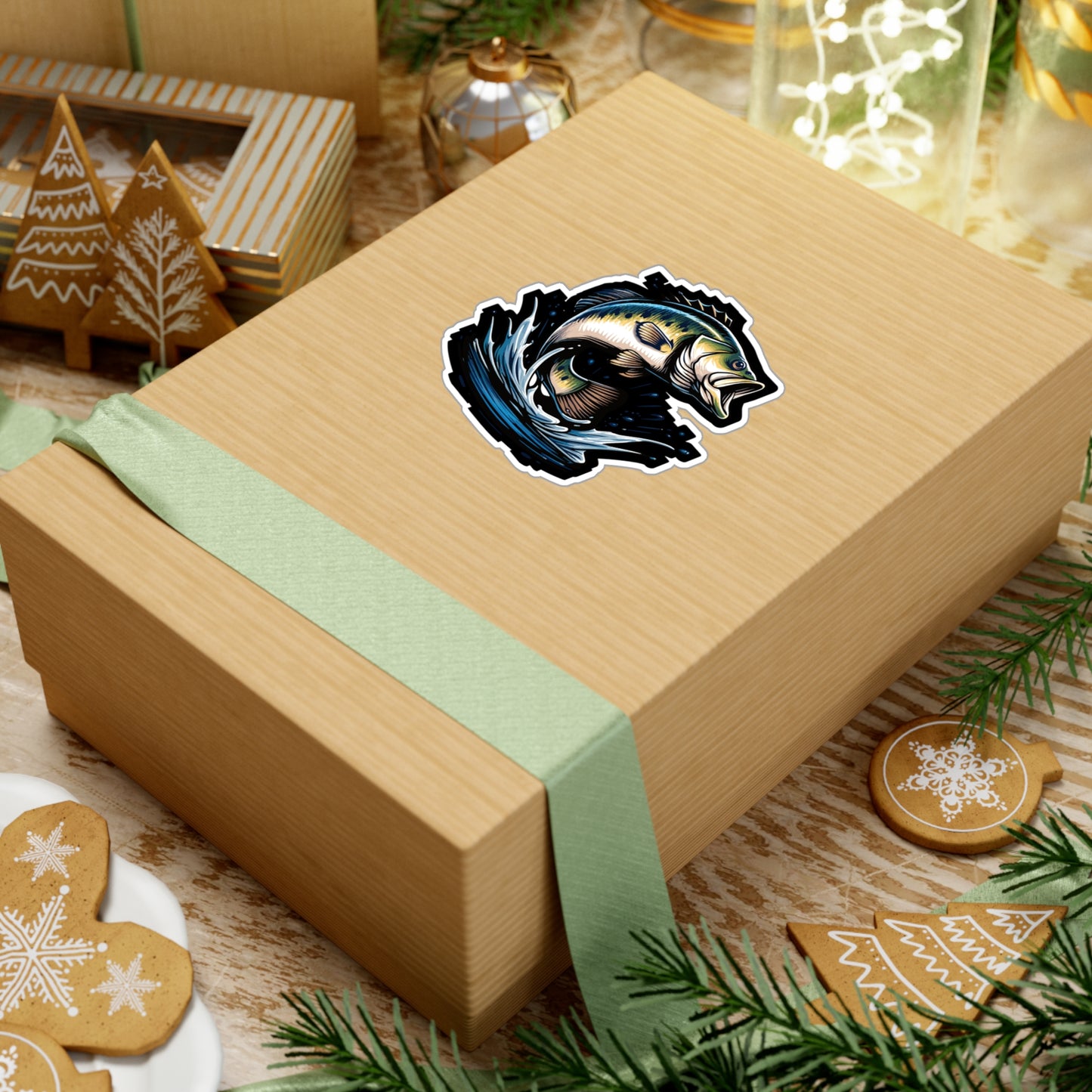 Jumping Bass Fish - Bass Sticker for Car Window Laptop Sticker. Water Bottle Sticker, Vinyl Fishing Decal, Aquatic Sticker - Bass Gift