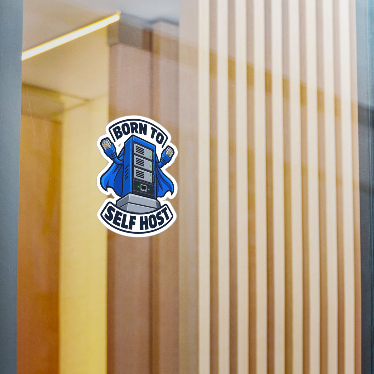 Tech Sticker Born To Self Host – Reboot Button and Bandage Design Decals for Laptop and Water Bottle