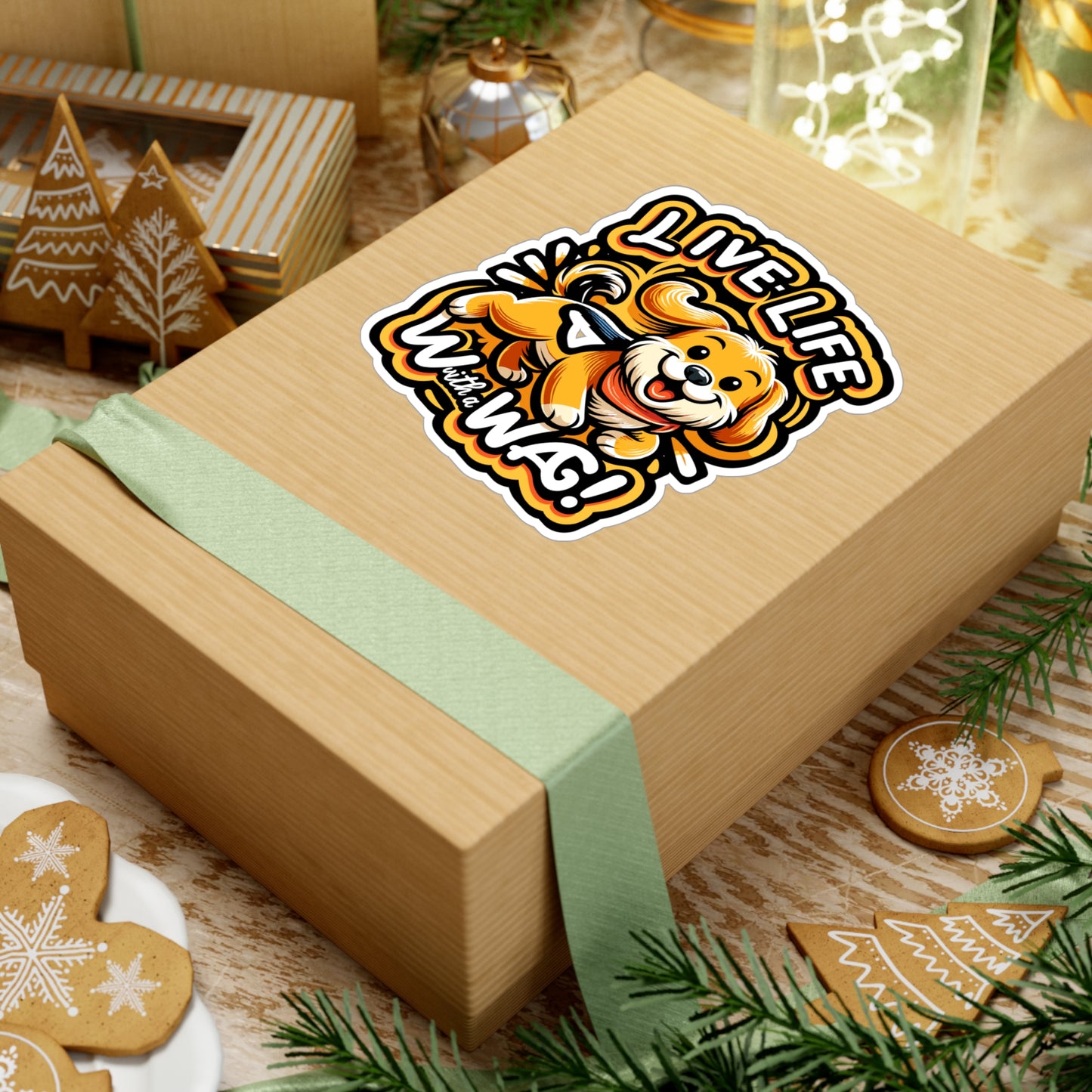 Live Life with a Wag - Dog Sticker for Laptop Sticker. Water Bottle Sticker, Vinyl Dog enthusiast Decal - Dog Gift