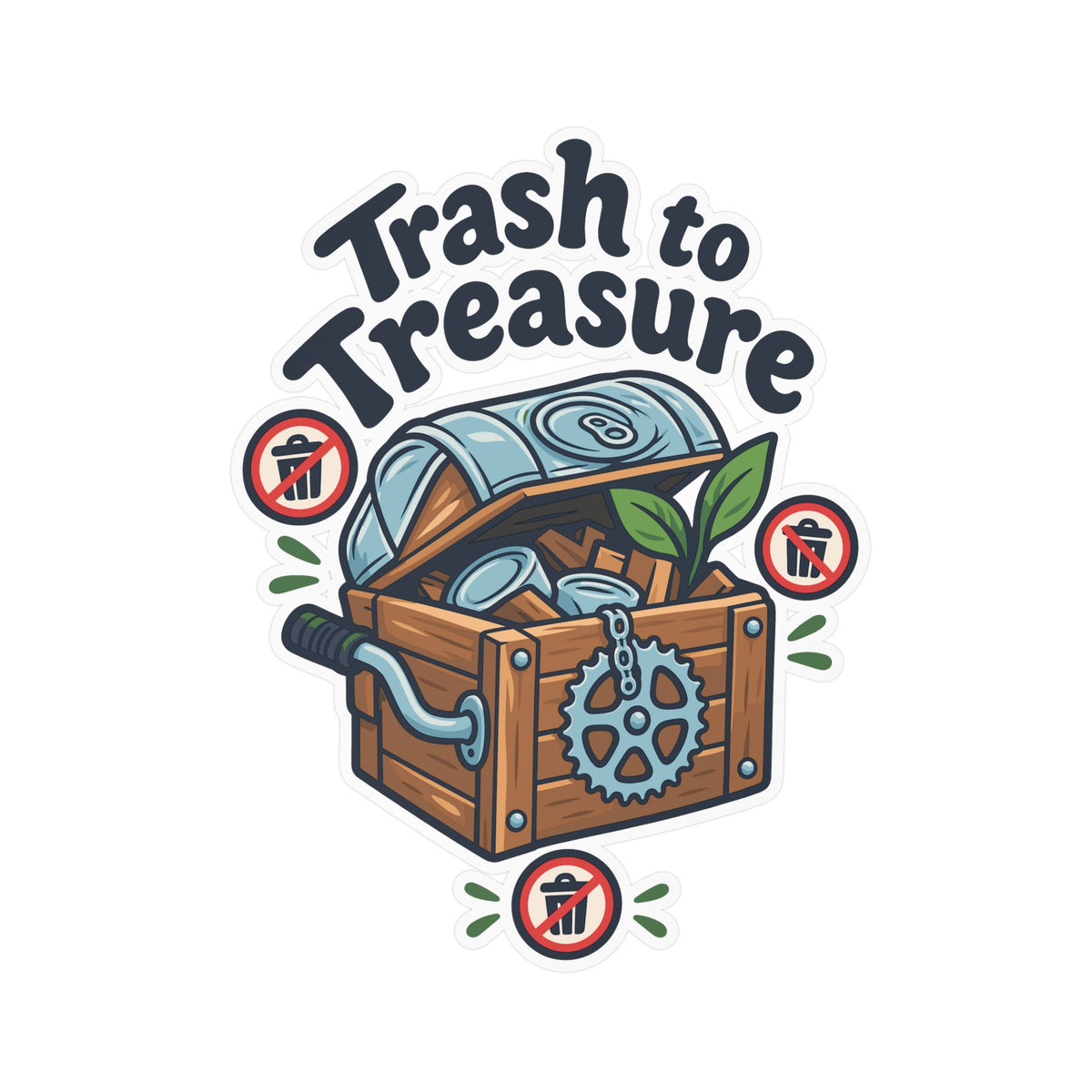 Upcycling Sticker - Trash To Treasure Recycling Art, Sustainability Decals for Laptop and Water Bottle