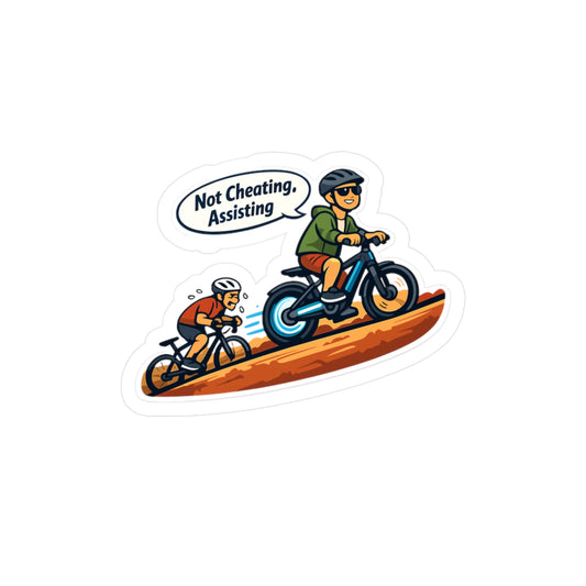 E-Bike Sticker Not Cheating, Assisting funny electric bike decals waterproof vinyl for Laptop Water Bottle ecycling e cyclist