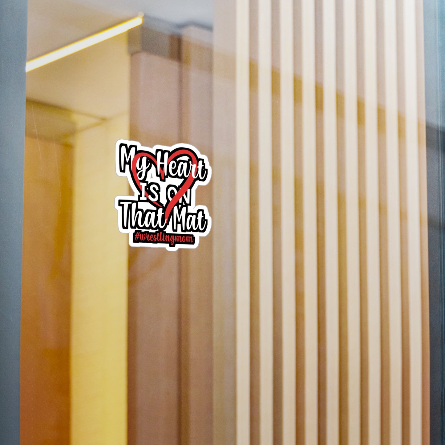 My Heart is on That Mat - Wrestle Sticker for Wall, Laptop, Window, Truck, Car Wrestle Gift Vinyl Wrestling Decal Sticker