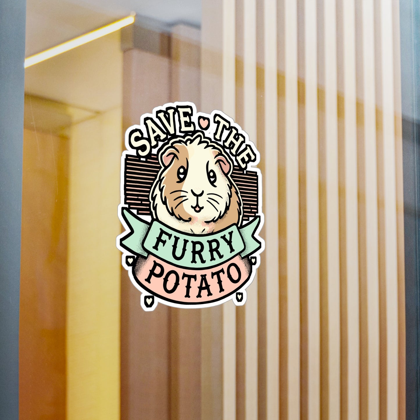 Save The Furry Potato – Funny Guinea Pig Sticker for Laptop or Water Bottle | Cute Vinyl Decal & Pet Lover Gift