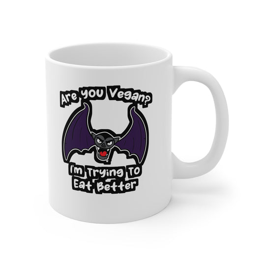 Are You Vegan - Plant-based Mug for Coffee 11oz. Plant-based Cup, White ceramic, Vegan Mug, Protein Tea Cup - Plant-based Gift