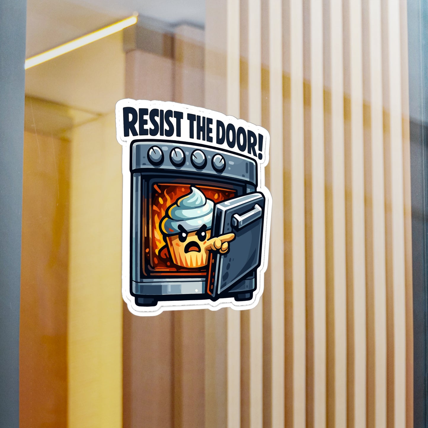 Baking Sticker “Resist the Door!” Funny Sourdough Baker Design, Waterproof Vinyl Decals for Laptop, Water Bottle, Kitchen Use