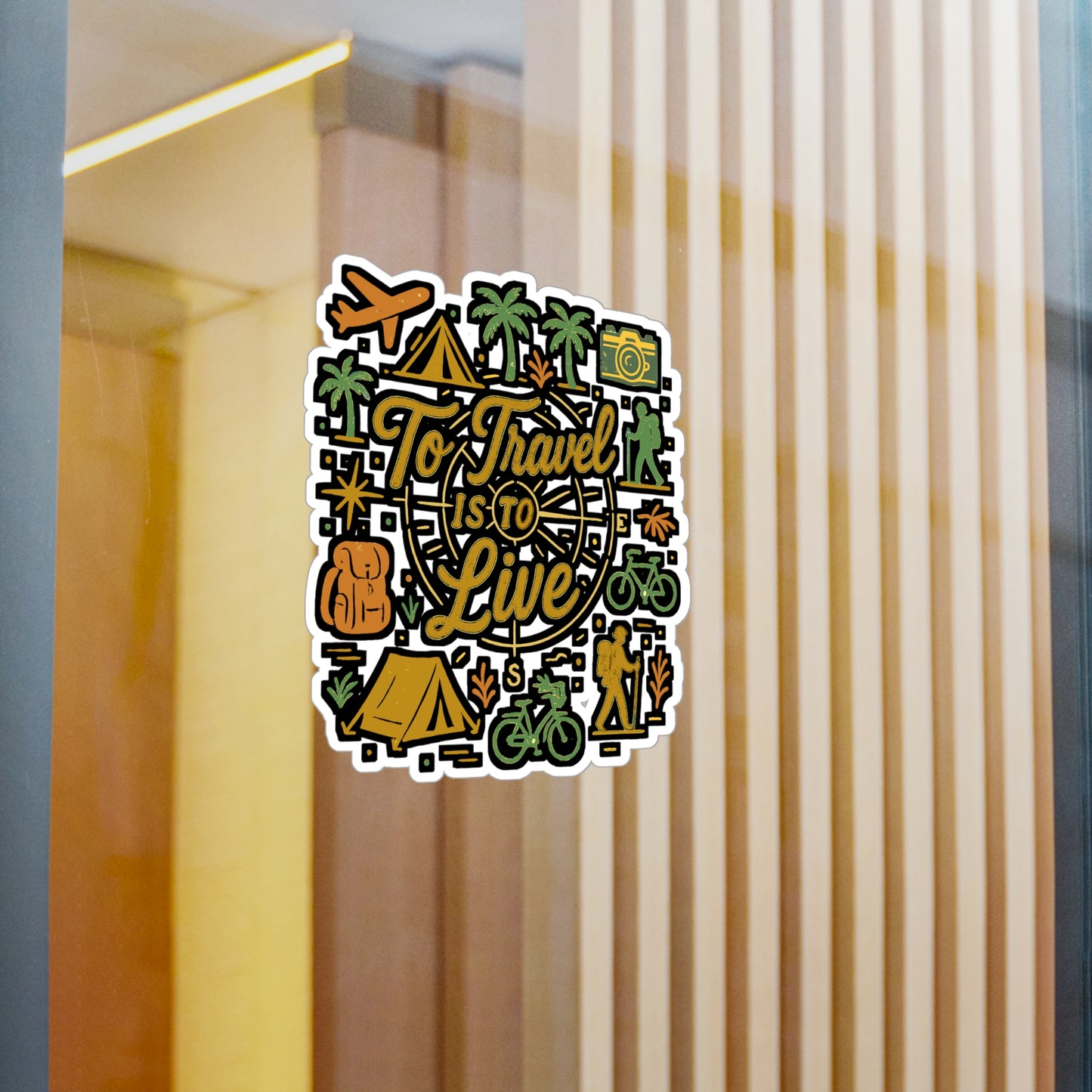 To Travel Is To Live - Travel Sticker for Laptop, Water Bottle, Suitcase - Gift for Adventure Lovers, Travelers