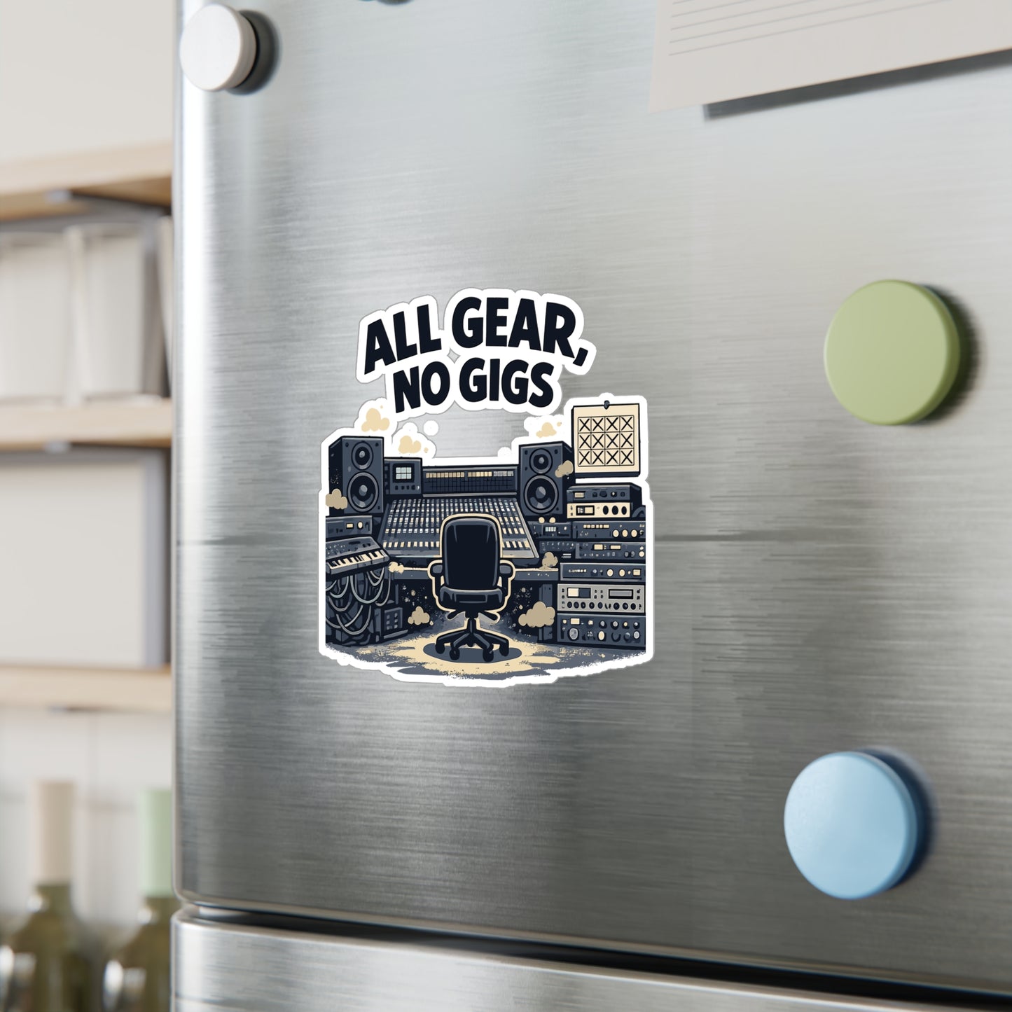 Audio Engineer Sticker All Gear, No Gigs Vinyl Waterproof decals for Laptop Water Bottle Sound Engineer Audio Technician Monitor