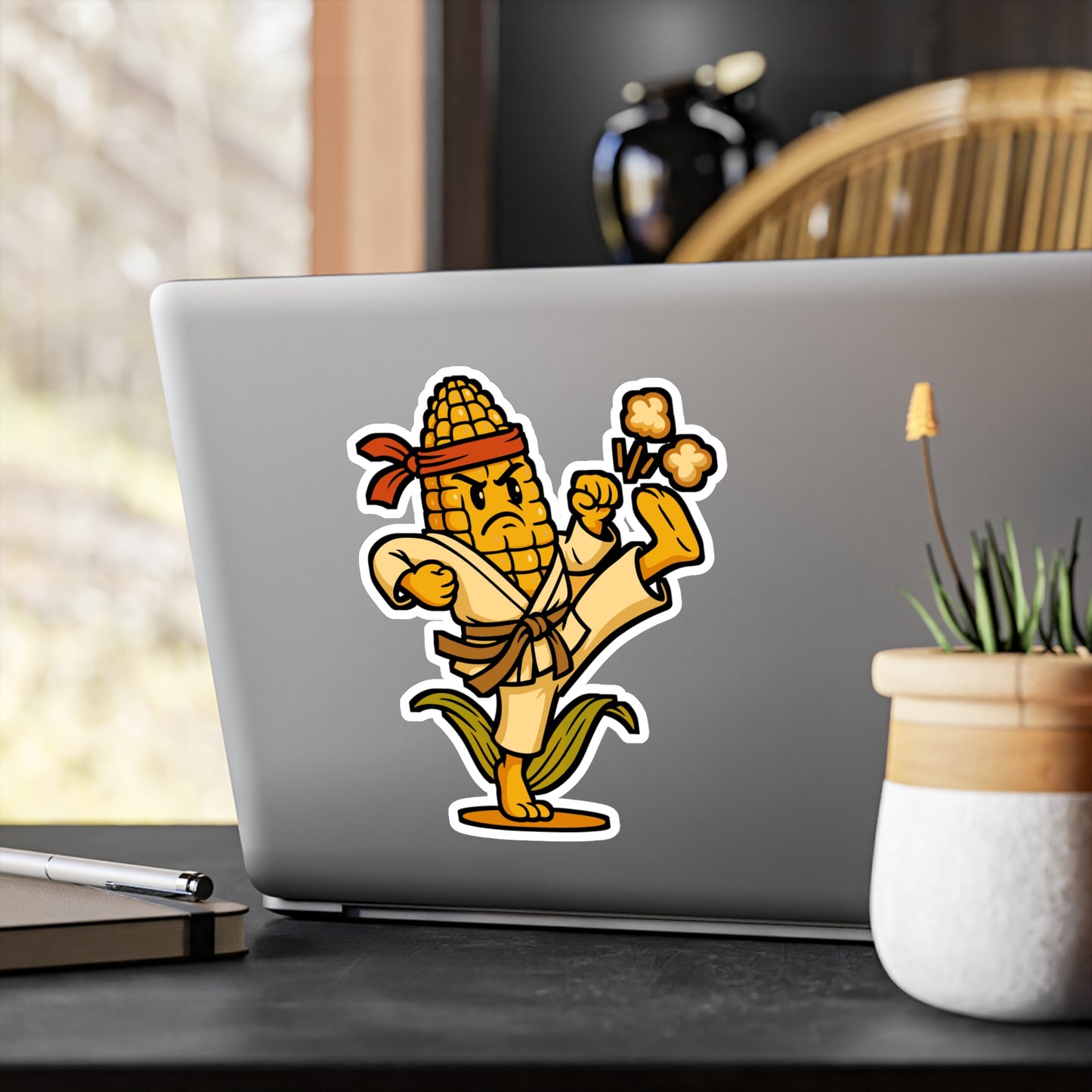 Karate Corn - Karate Sticker for Laptop, Water Bottle - Funny Gift for Martial Arts Fans, Kids, Teens, Boys, Girls