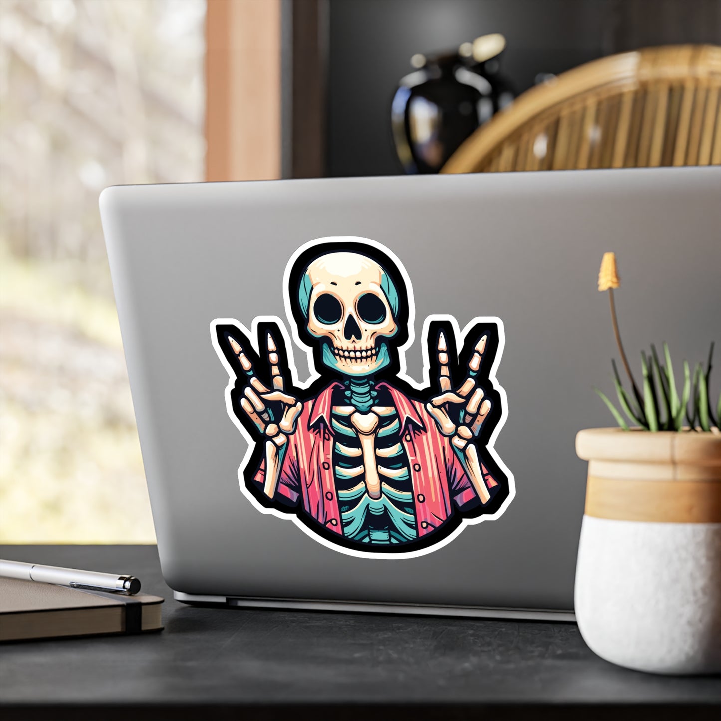 Skeleton Peace - Skeleton Sticker for Car Window Laptop Sticker. Water Bottle Sticker, Vinyl Peace Decal, Bones Sticker - Skeleton Gift