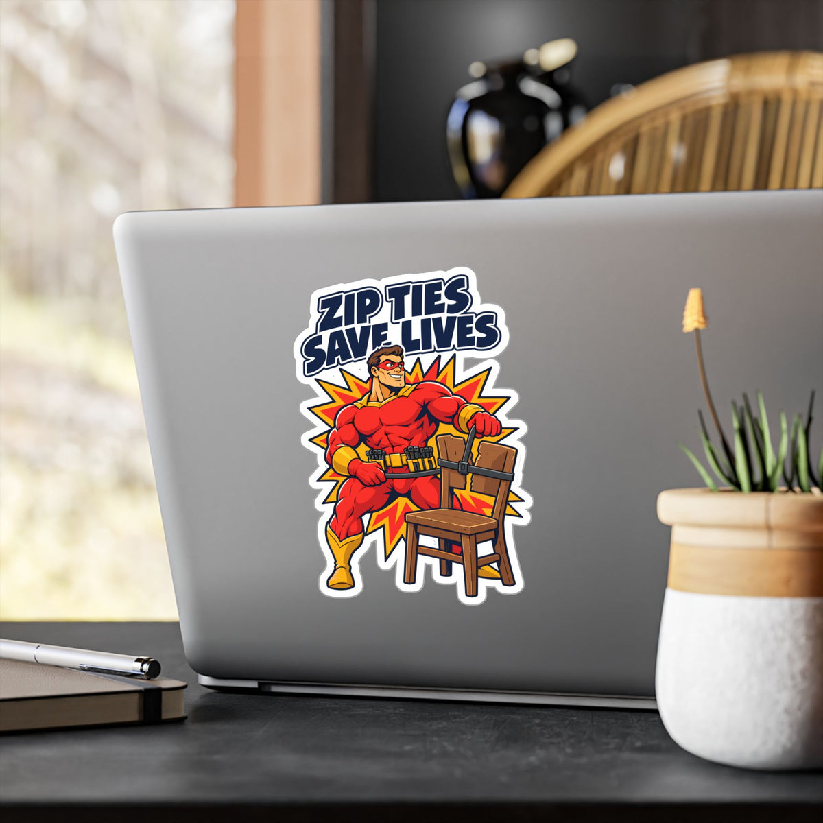 Upcycling Sticker - Zip Ties Save Lives, Recycling Art for Sustainability Fans, Laptop and Water Bottle Decals