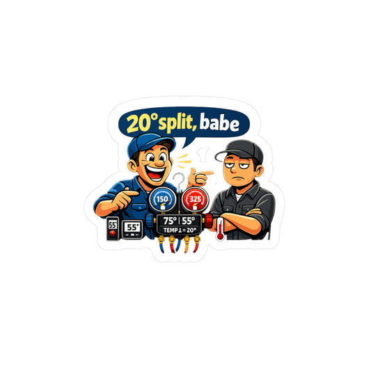 HVAC technician Sticker “20° split, babe” Funny HVAC Decals for Wife or Girlfriend, Waterproof Vinyl for Laptop, Water Bottle
