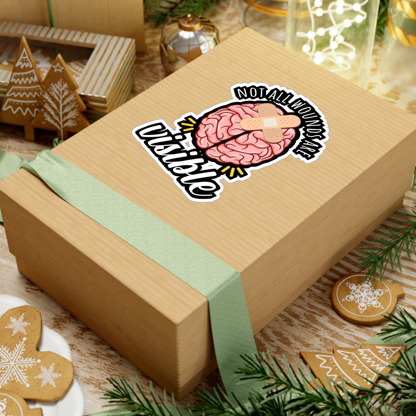 Not All Wounds Are Visible - Brain-surgery Sticker for Laptop Sticker. Water Bottle Sticker, Vinyl Skull Decal - Brain-surgery Gift