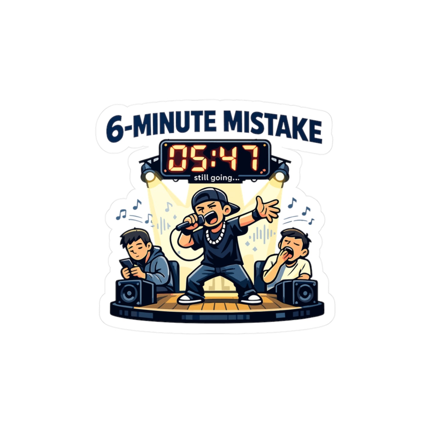 Karaoke Sticker "6-minute mistake" Funny Decals for Laptop or Water Bottle, Waterproof Vinyl Music Beer Booze Design