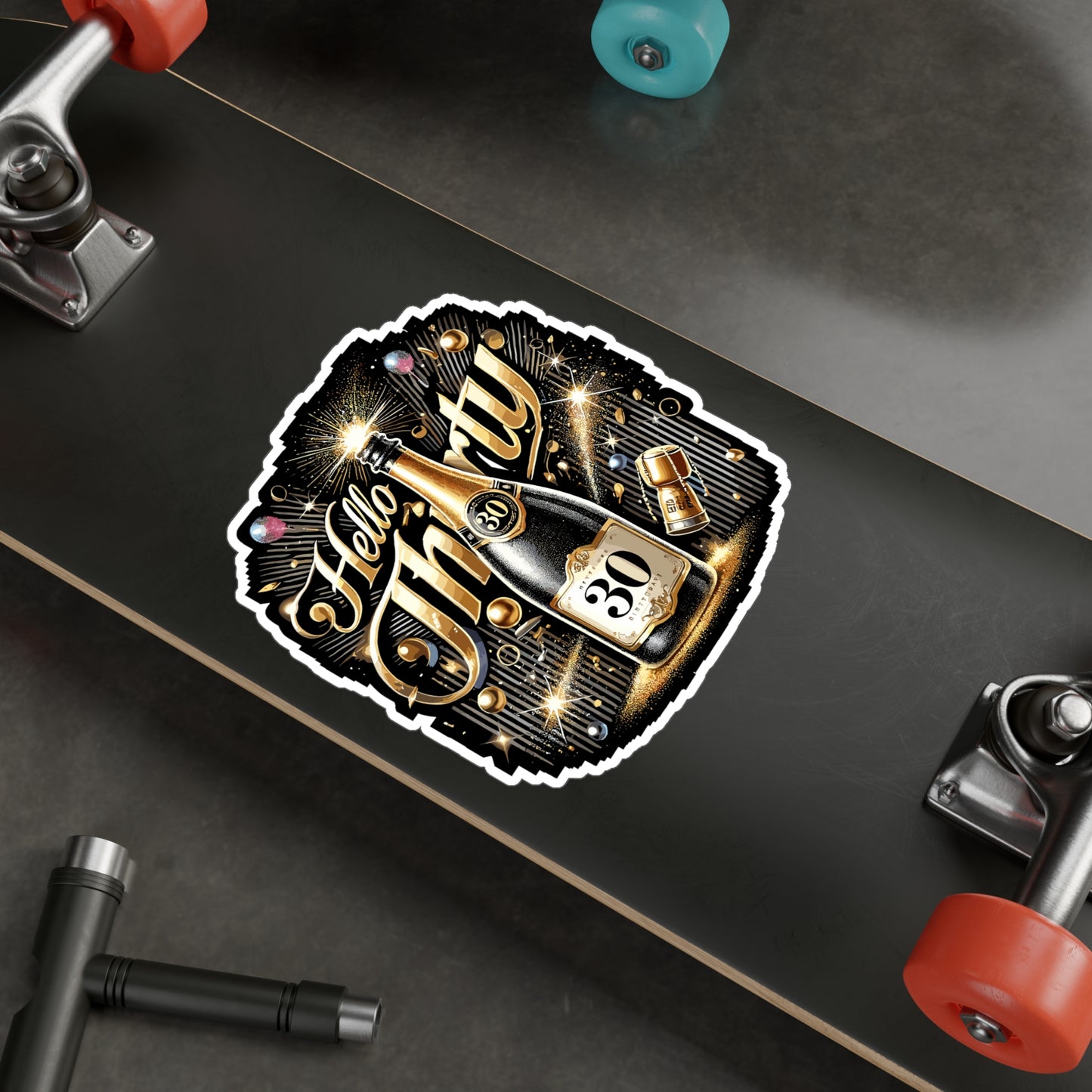 Hello Thirty - 30th birthday Sticker for Laptop Sticker. Water Bottle Sticker, Vinyl Milestone Decal - 30th birthday Gift