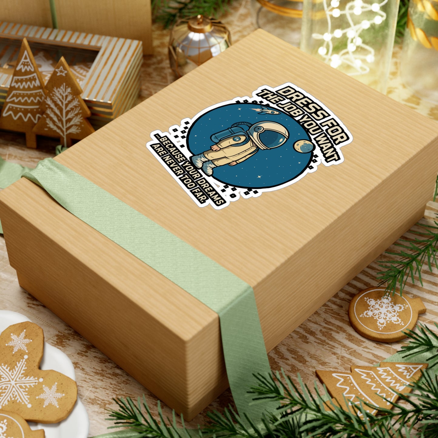 Dress For The Job You Want - Astronaut Sticker for Laptop, Water Bottle, Space Lover Gift, Motivational Decor for Students & Dreamers