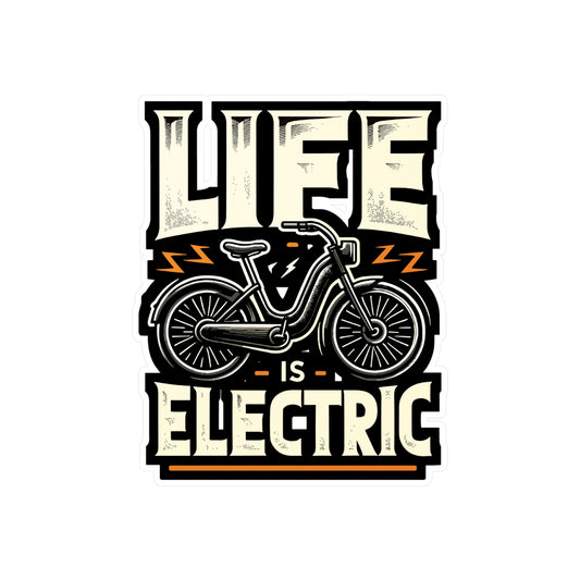 Life Is Electric - E-bike Sticker for Car Laptop Sticker. Water Bottle Sticker, Vinyl Electric-bike Decal - E-bike Gift